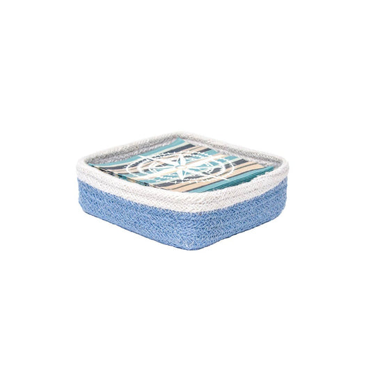 6.75" Sky Blue Jute Cocktail Napkin Caddy
