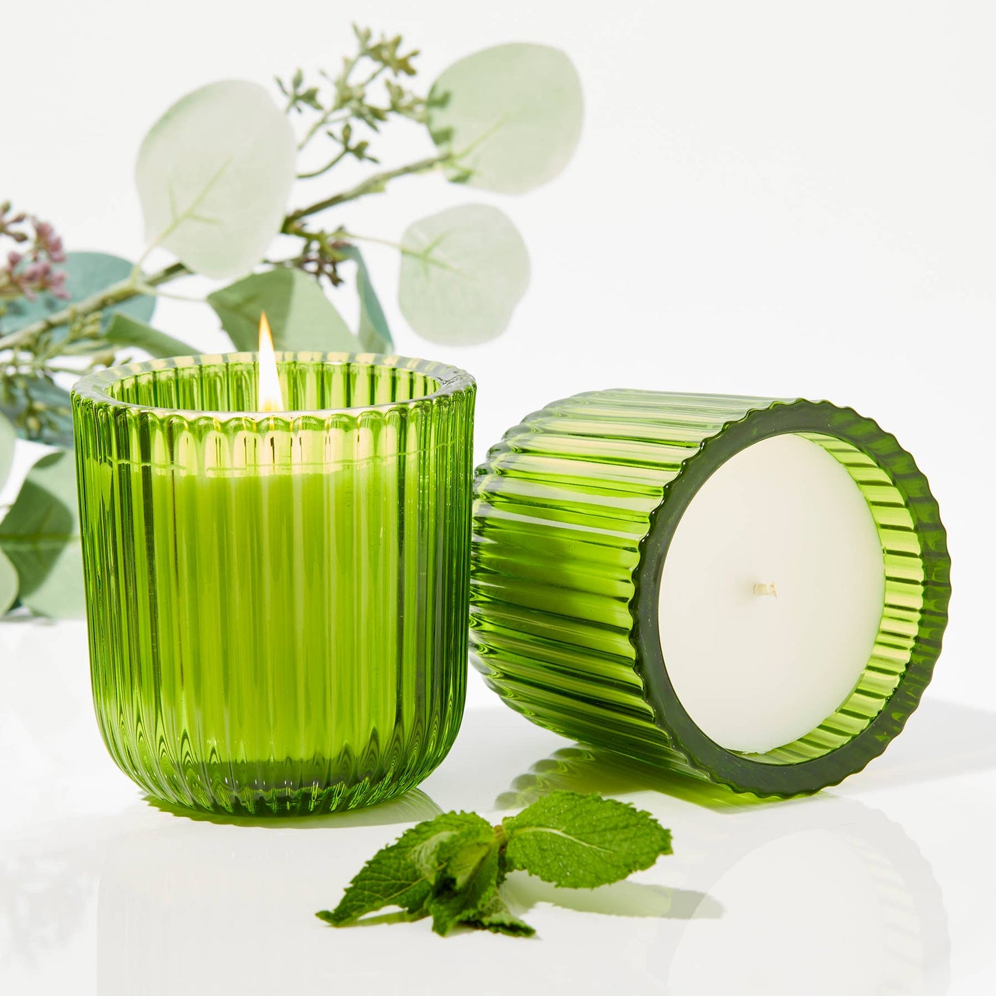 Eucalyptus Mint Citronella Green Glass Candle 8oz.