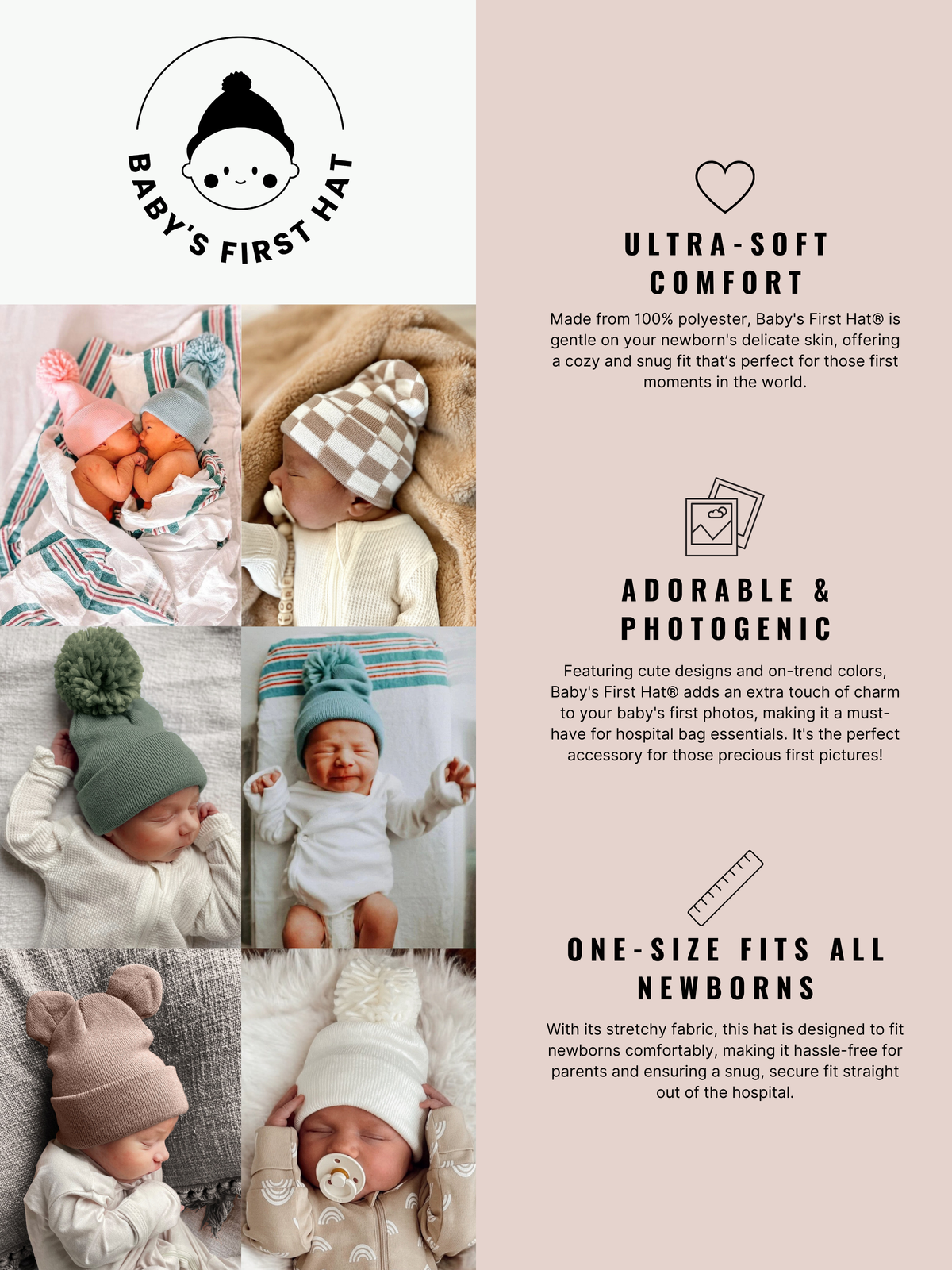 Baby's First Hat®, Petal Pink Star Tulle Bow