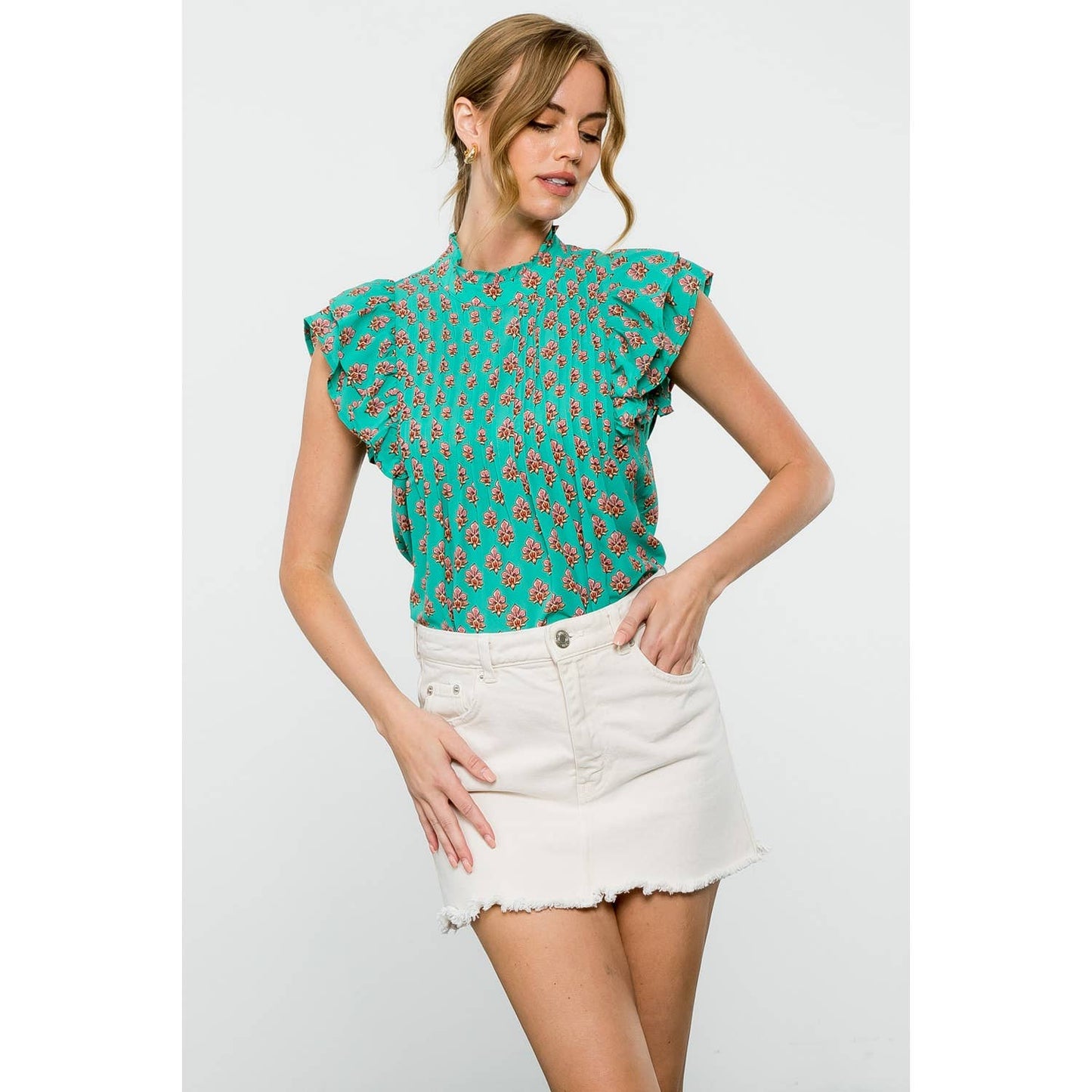 Flutter Sleeve Print Top