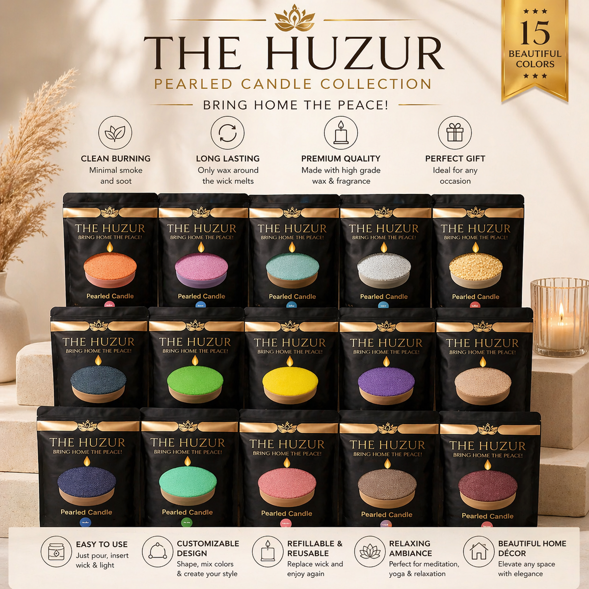 Sand Wax Candle, Pearl Candle Scented Candle in 14 colors