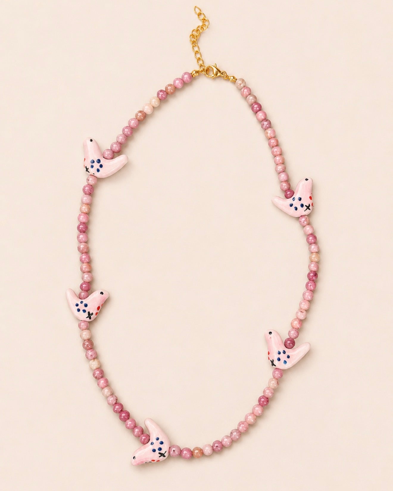 Hand Painted Ceramic Charms Beaded Necklace