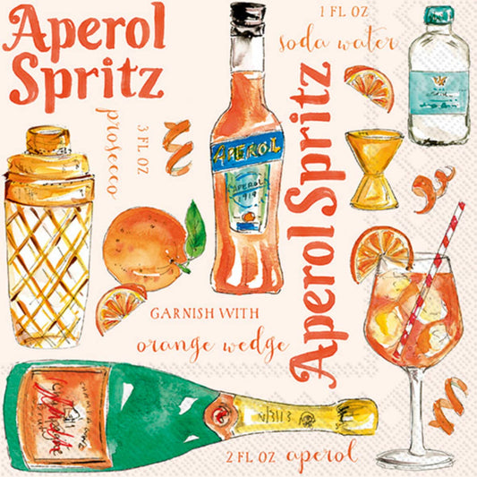 Paper Cocktail Napkins Pack of 20 Aperol Spritz