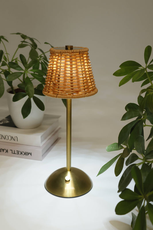 Rechargeable Rattan LED Lamp – Black or Gold- Retail Pack