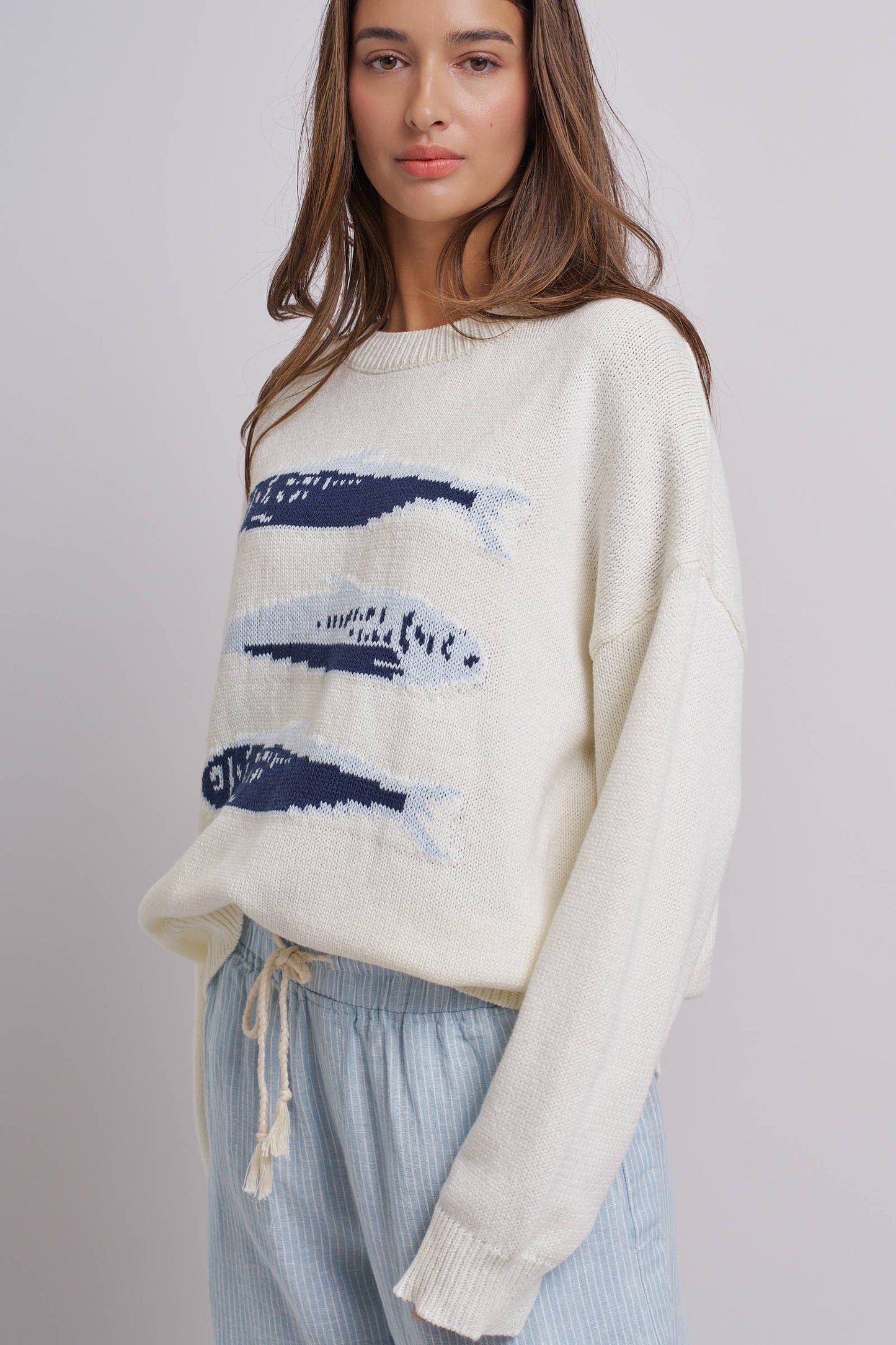 Seaside Sardine Oversized Summer Knit Sweater
