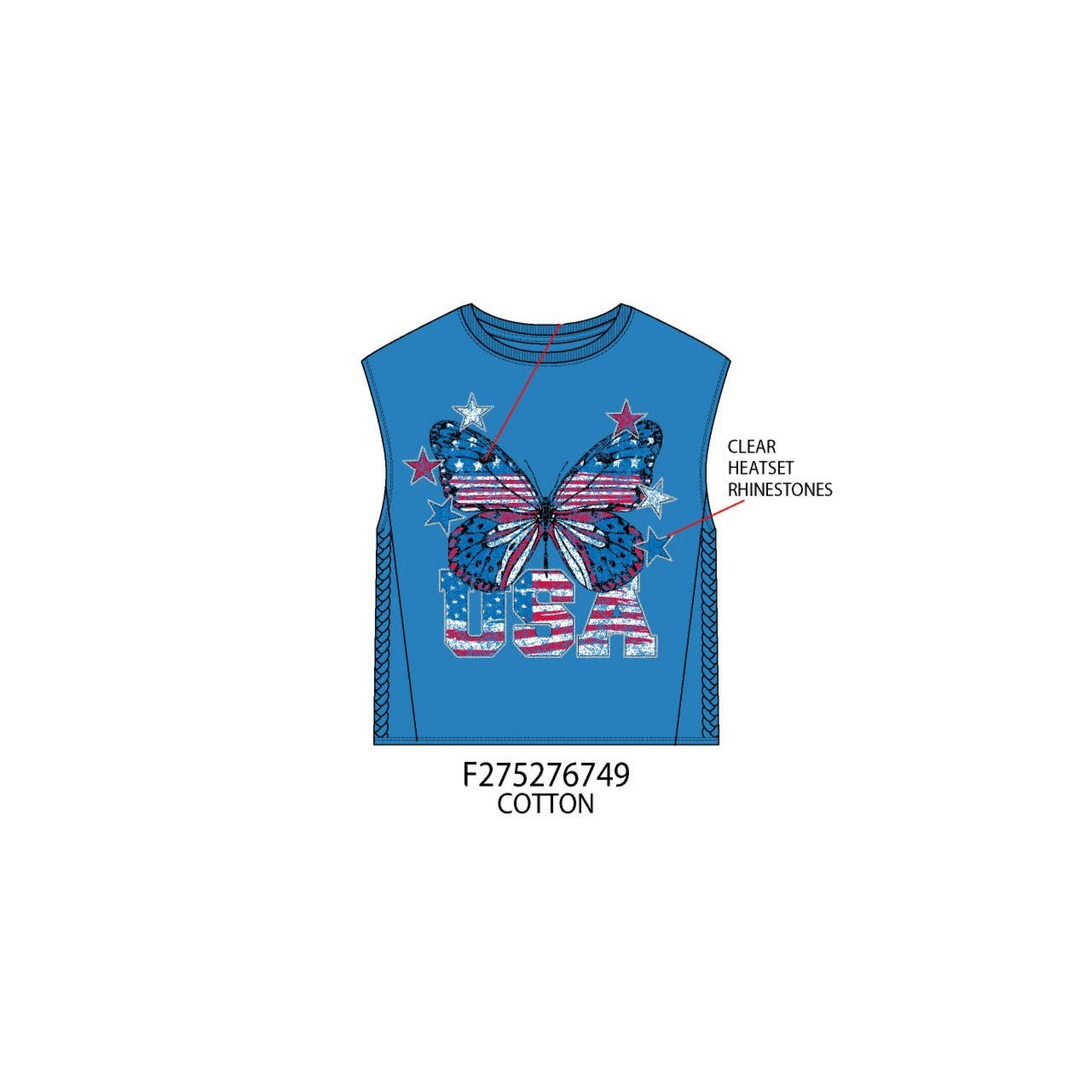 Distressed butterfly USA shirt - TWEEN GIRLS