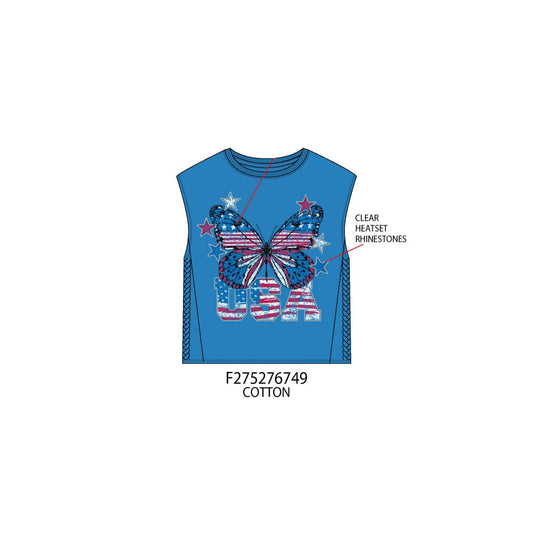 Distressed butterfly USA shirt - TWEEN GIRLS