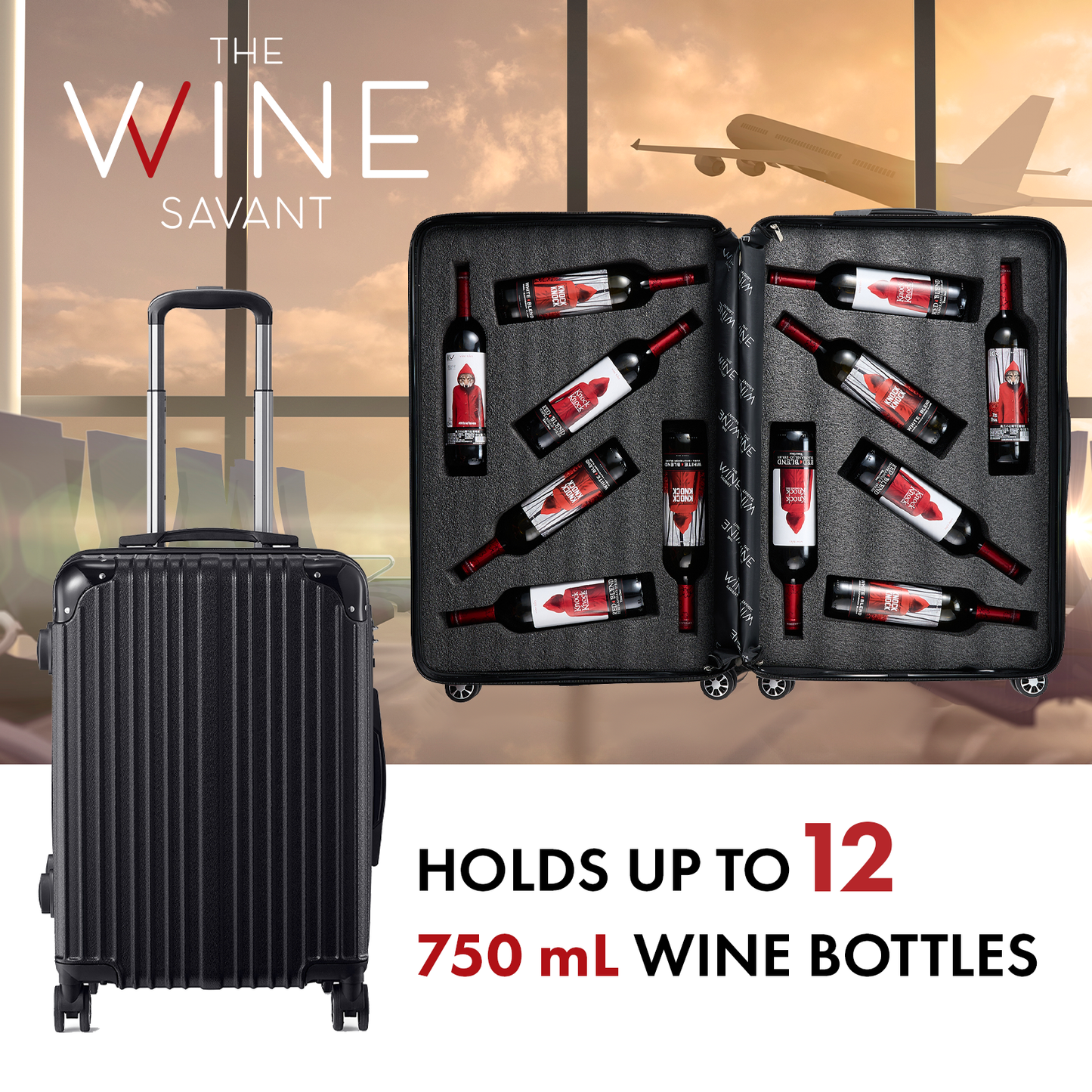 Wine Bottle Suitcase | TSA | For 12 Standard 750 ML Bottles