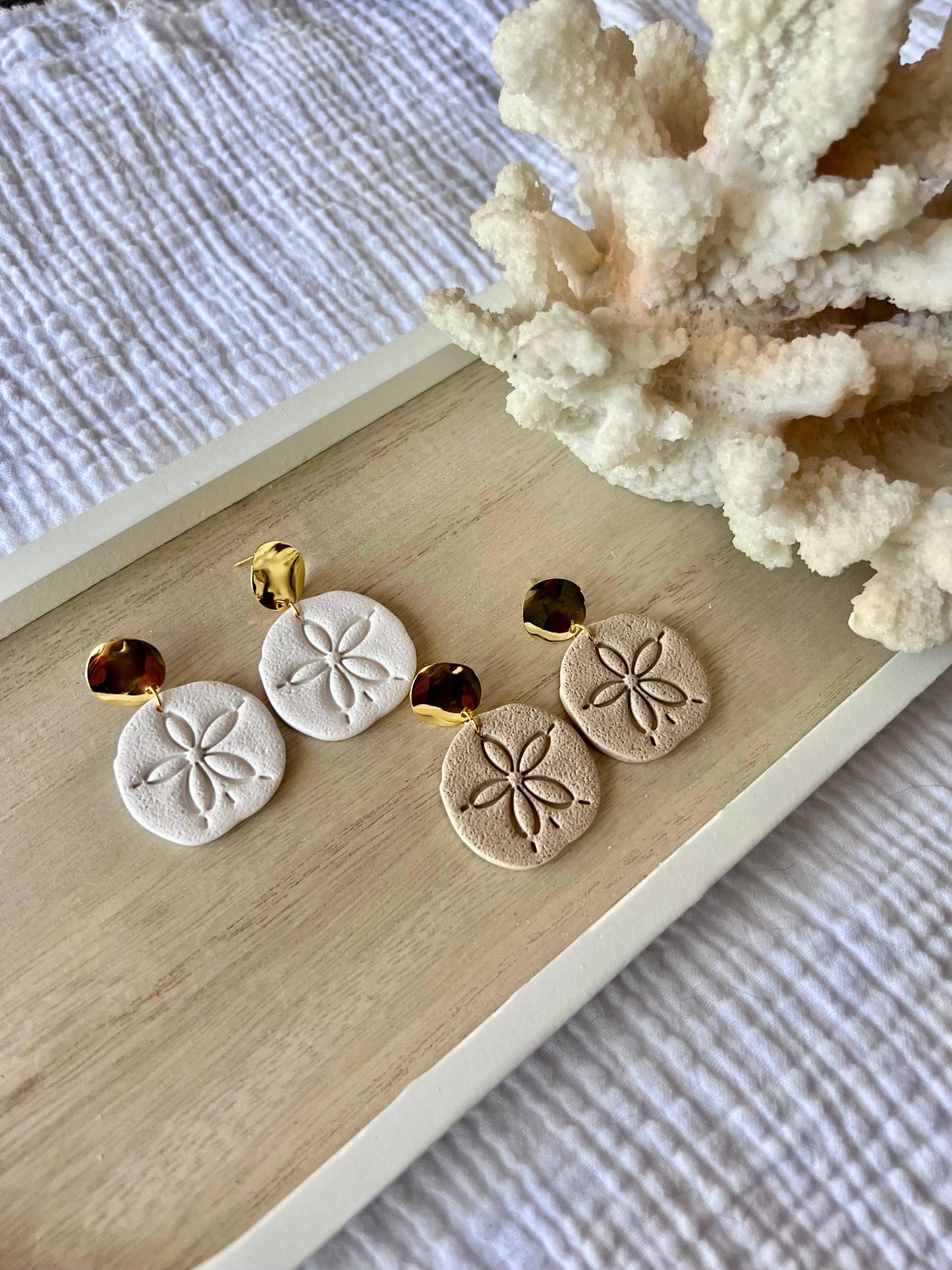 Sand Dollar Clay Earrings