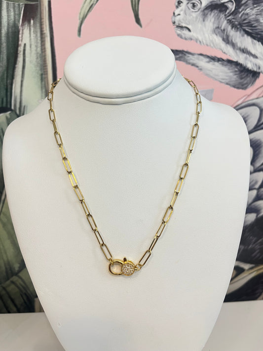 CZ Lobster Claw Clasp Necklace