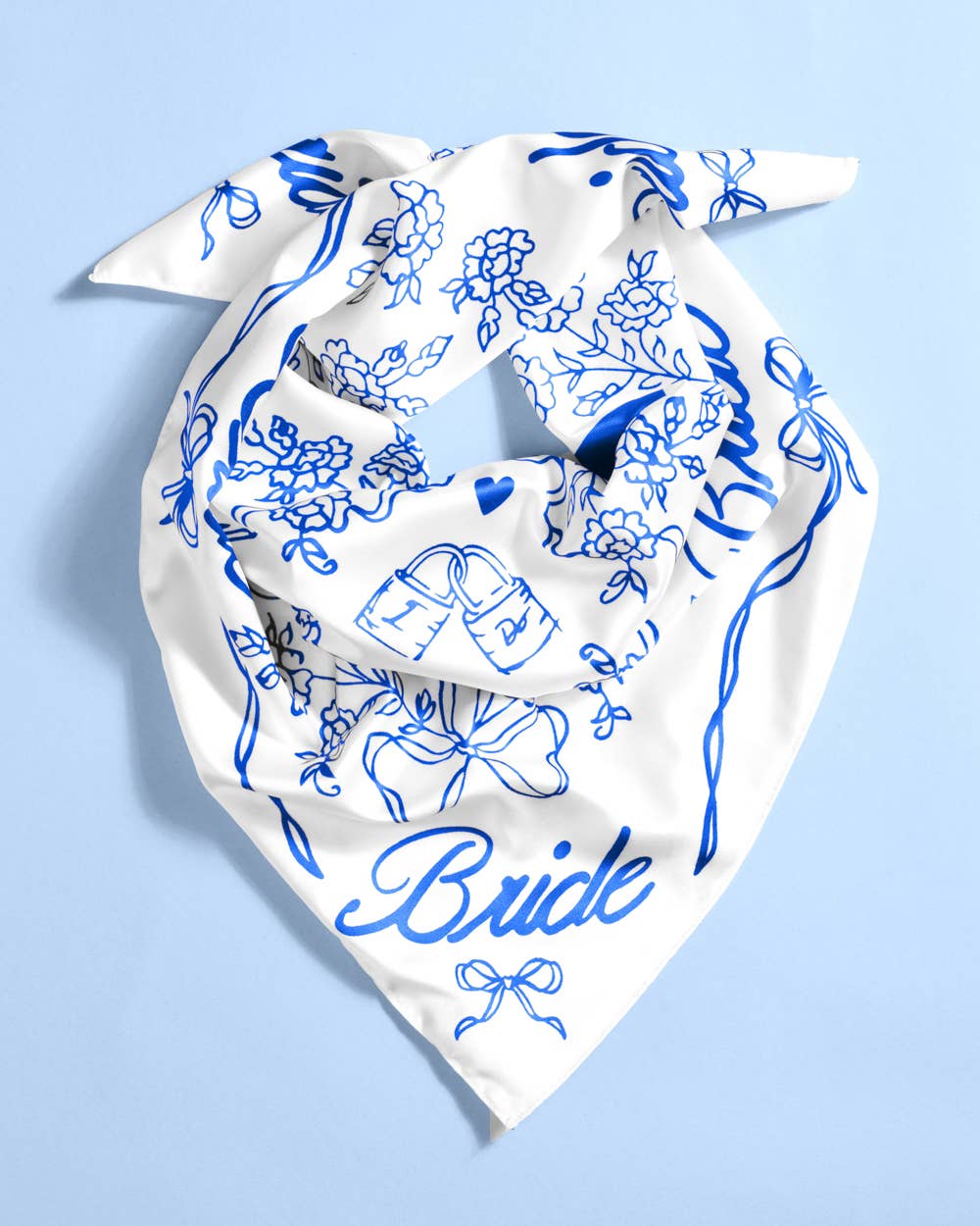 Bride Head Scarf - White Silk, Bandana, Gift, Bachelorette
