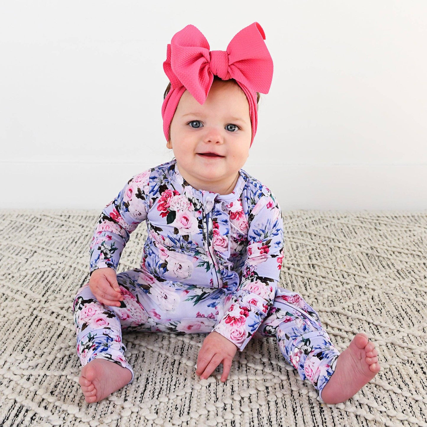 Emerson Floral Ruffle Zip Bamboo Baby Sleepies Little