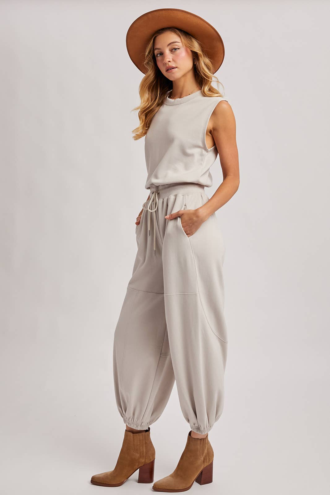 Sleeveless Ecru Jumpsuit