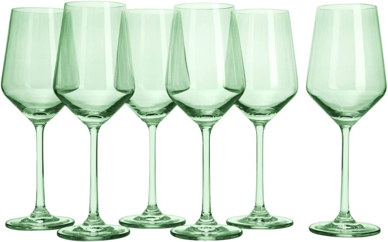 Mint Green Colored Wine Glass - 12 oz Hand Blown