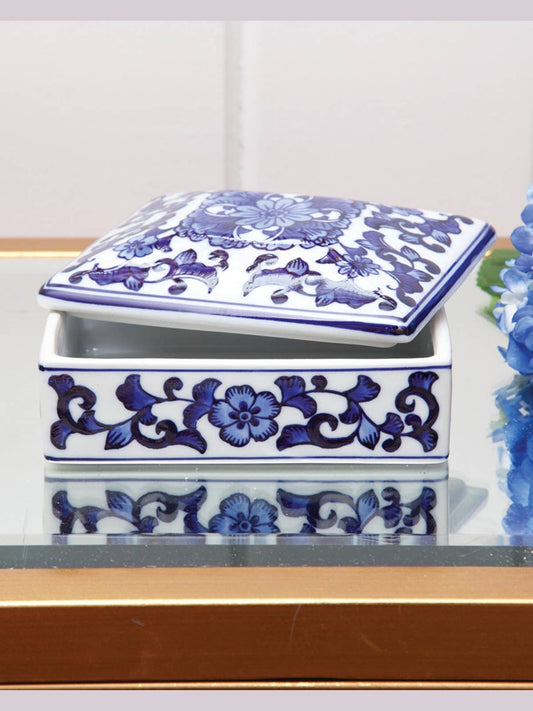Porcelain Chinoiserie Trinket Box with Lid