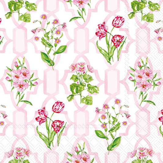 Paper Cocktail Napkins Pack of 20 Pink Trellis