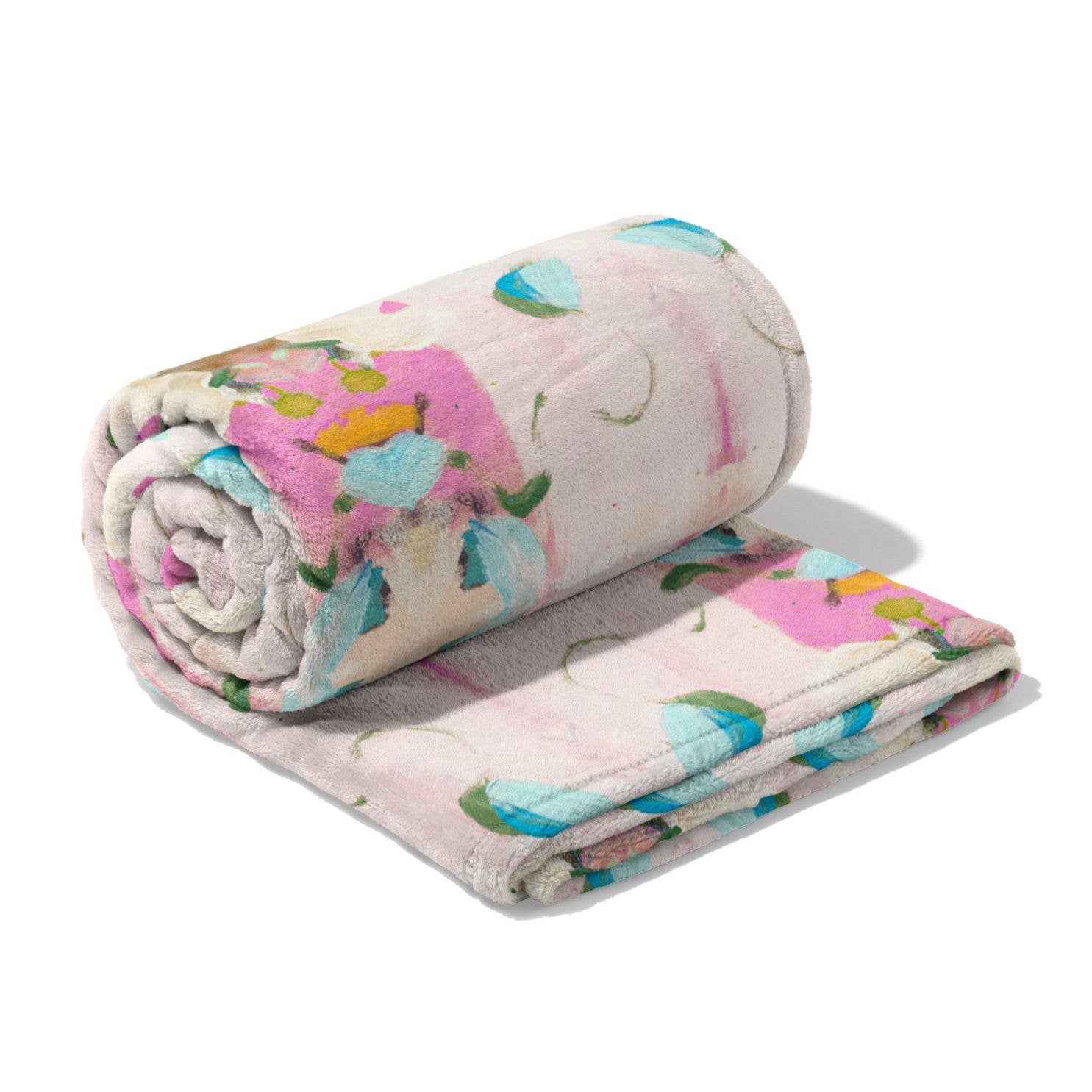 Monet's Garden Pink Fleece Blanket - Thumbnail 3