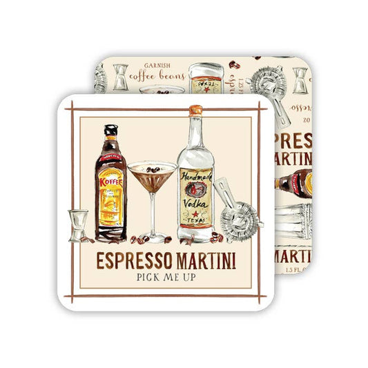 Handpainted Pick me up Espresso Martini Square Coaster