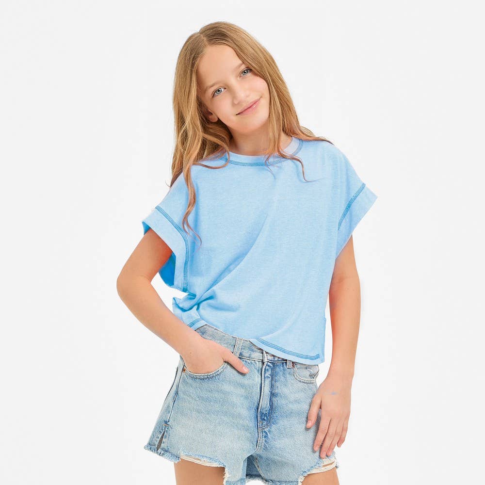 Pink Overlap Open Back Reverse Stitched Top