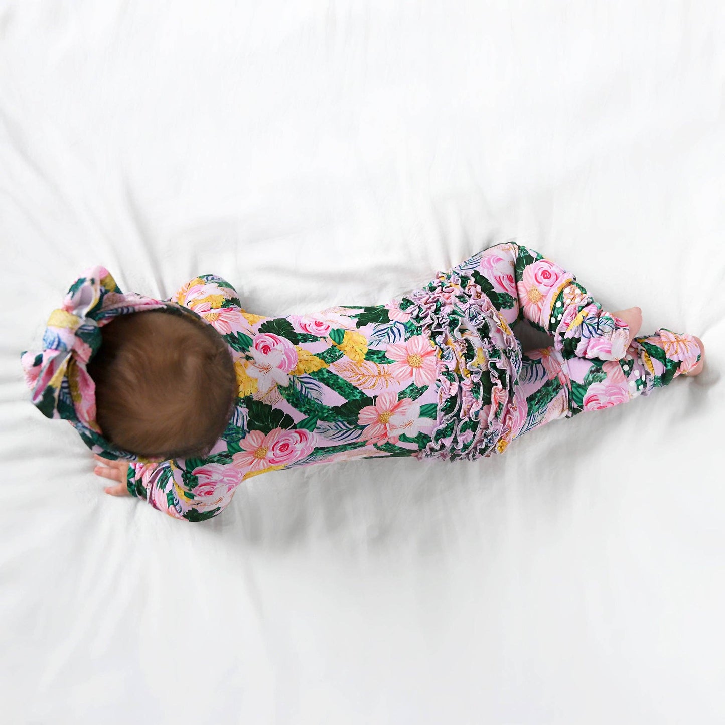 Luana RUFFLE ZIP Bamboo One Piece Floral Baby Outfit