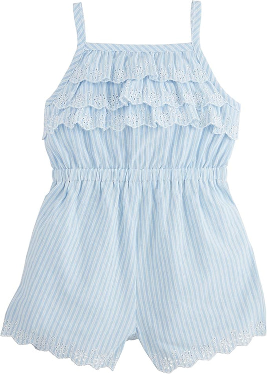 Blue Stripe Eyelet Romper