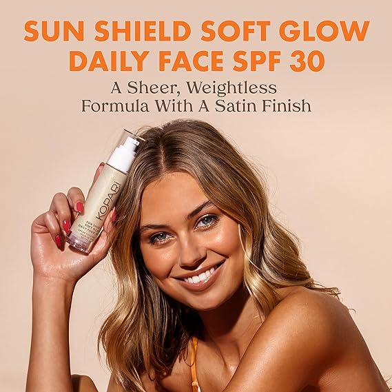 Kopari Sun Shield Soft Glow - Sunscreen For Face with SPF 30 and Vitamin E - Broad Spectrum Protection - 1.5oz