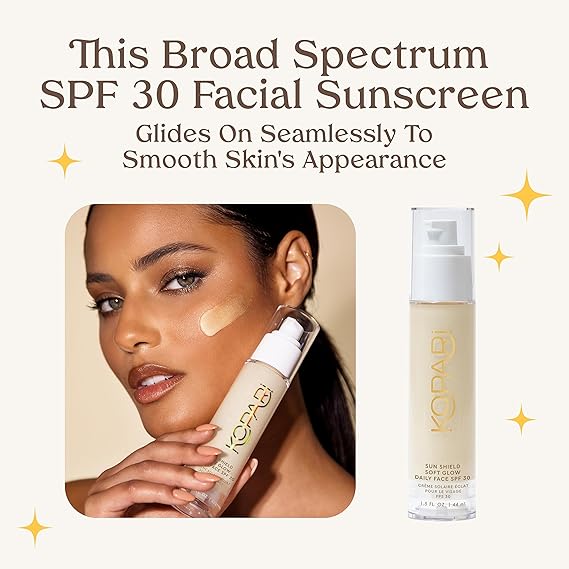 Kopari Sun Shield Soft Glow - Sunscreen For Face with SPF 30 and Vitamin E - Broad Spectrum Protection - 1.5oz