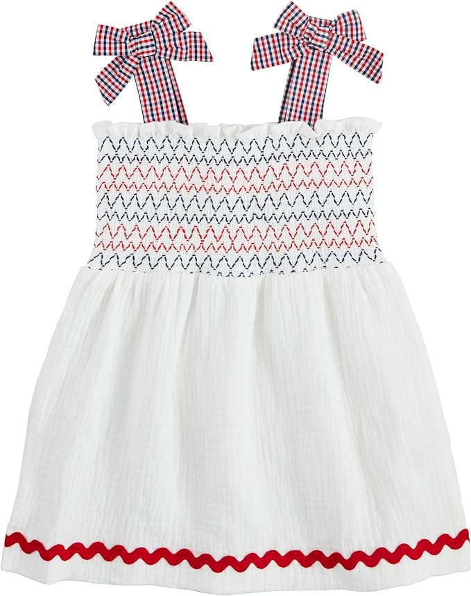 White Smocked Gauze Dress