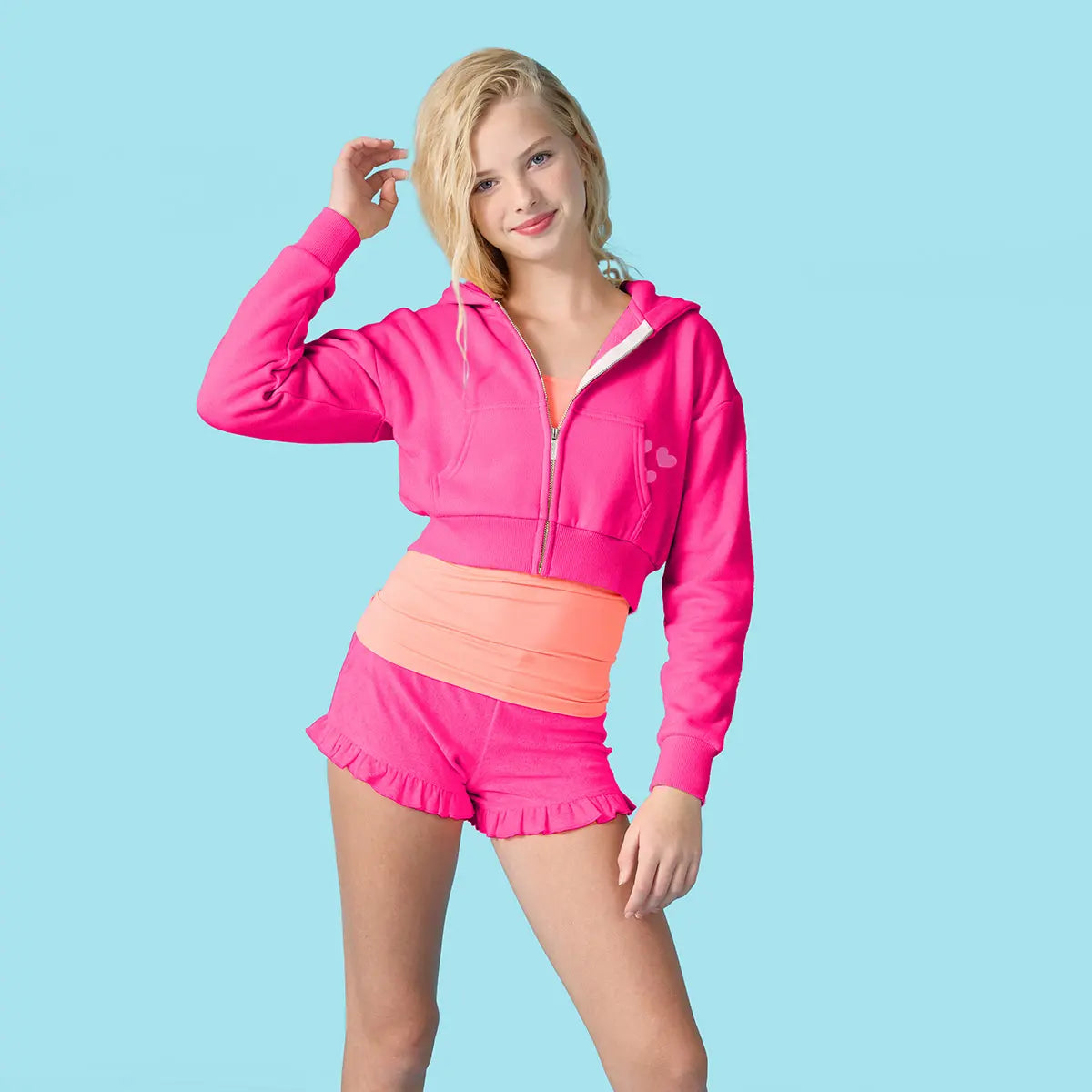 Hot Pink Terry Cropped Jacket