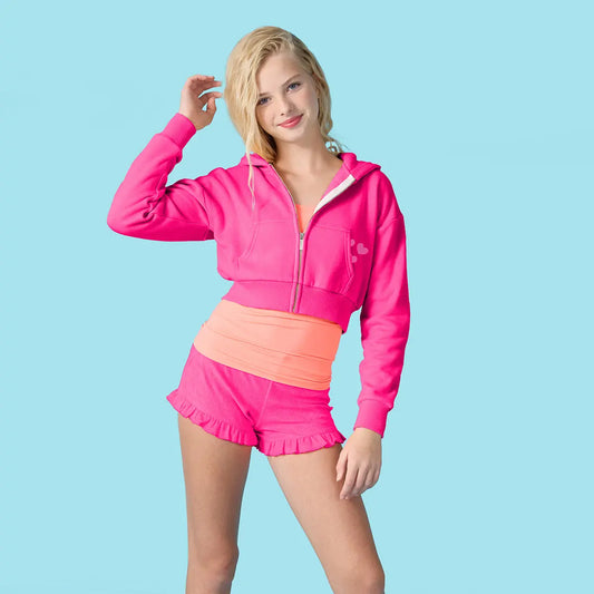 Hot Pink Terry Cropped Jacket