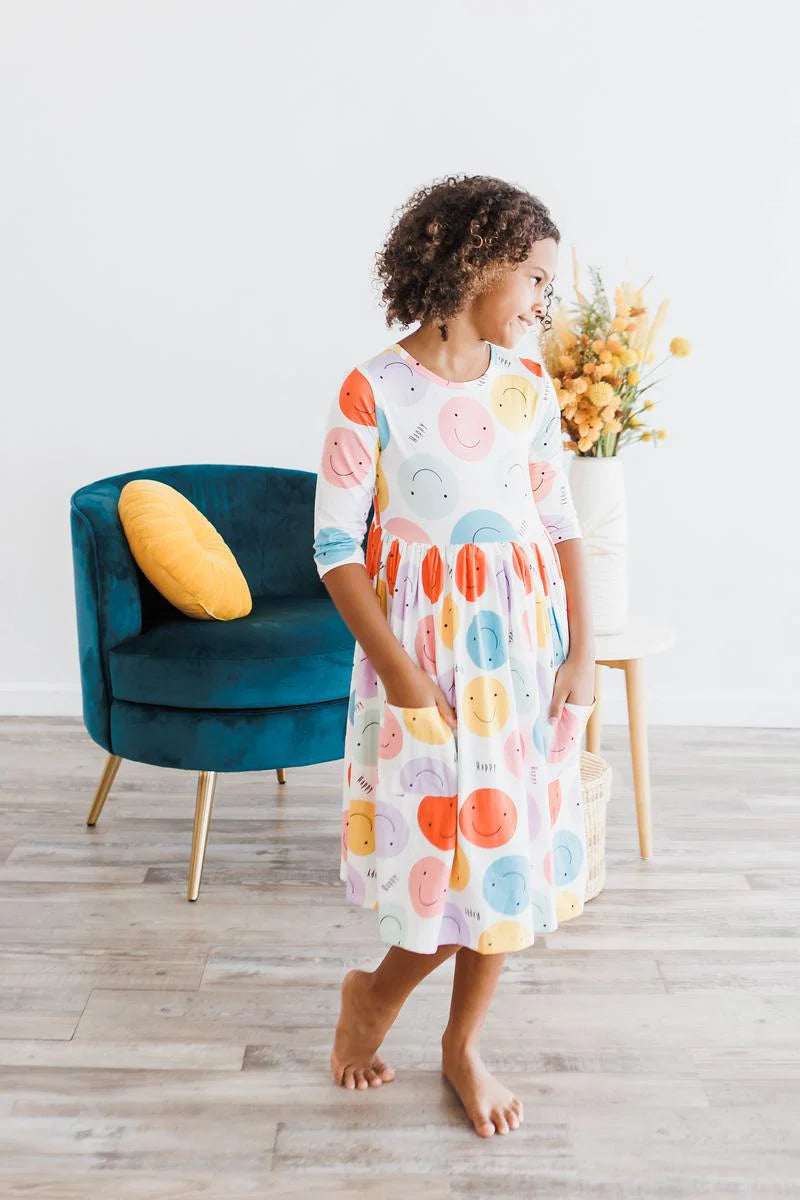 Happy Days 3/4 Sleeve Pocket Twirl Dress
