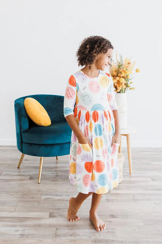 Happy Days 3/4 Sleeve Pocket Twirl Dress