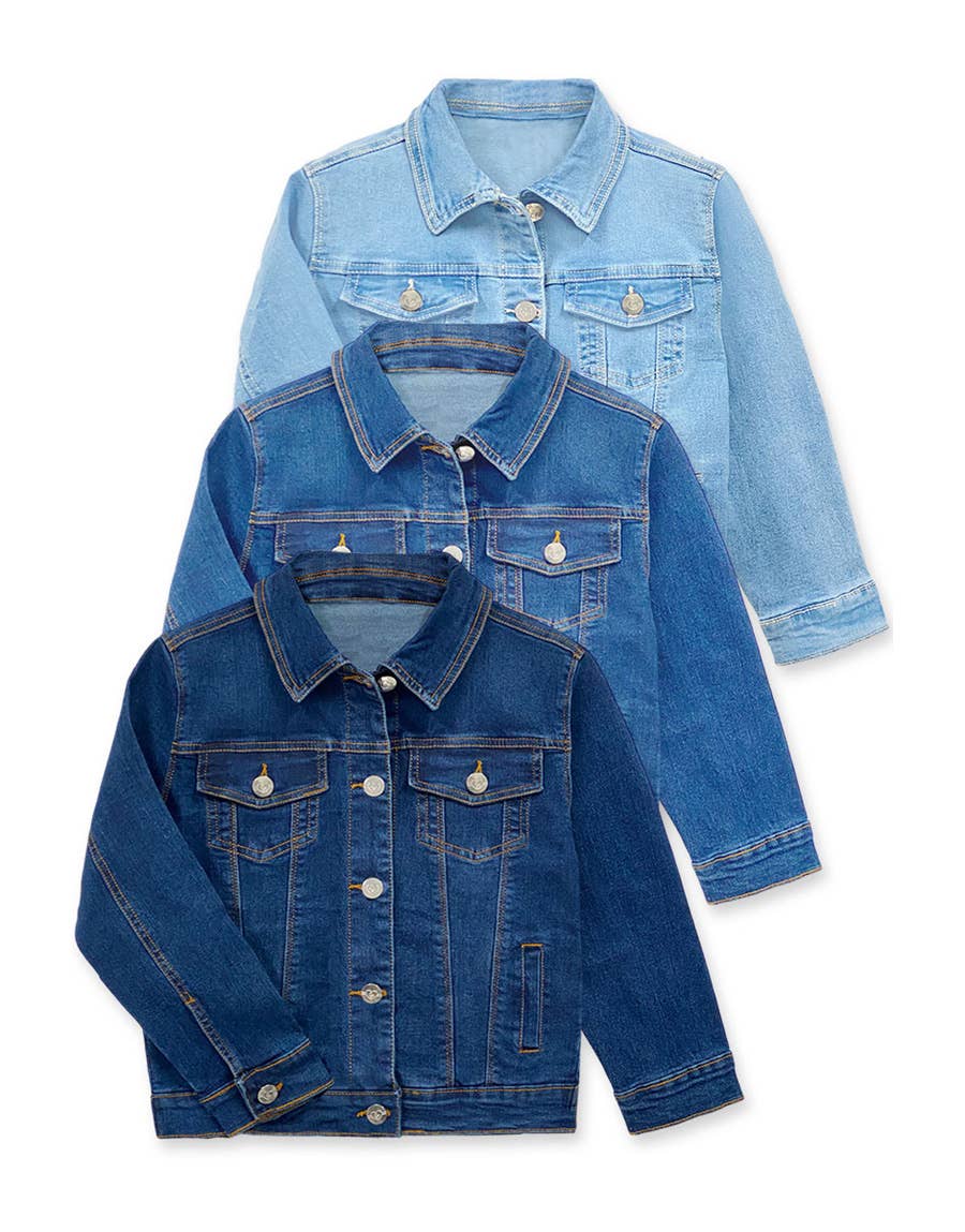 Girl's Stretch Denim Jacket Basic Cut