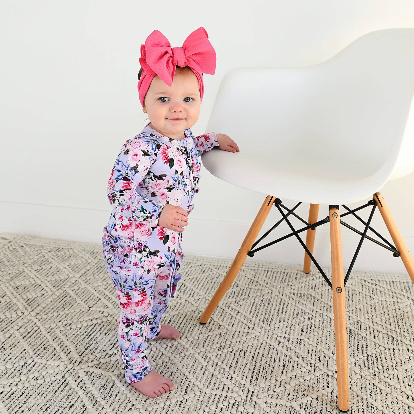 Emerson Floral Ruffle Zip Bamboo Baby Sleepies Little