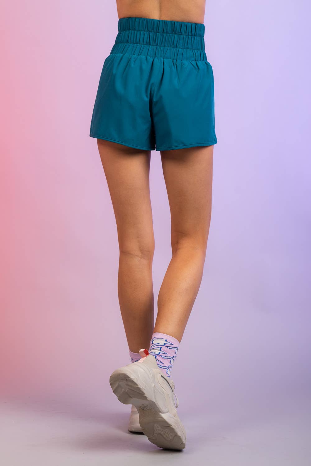 Elasticized waist active wear shorts