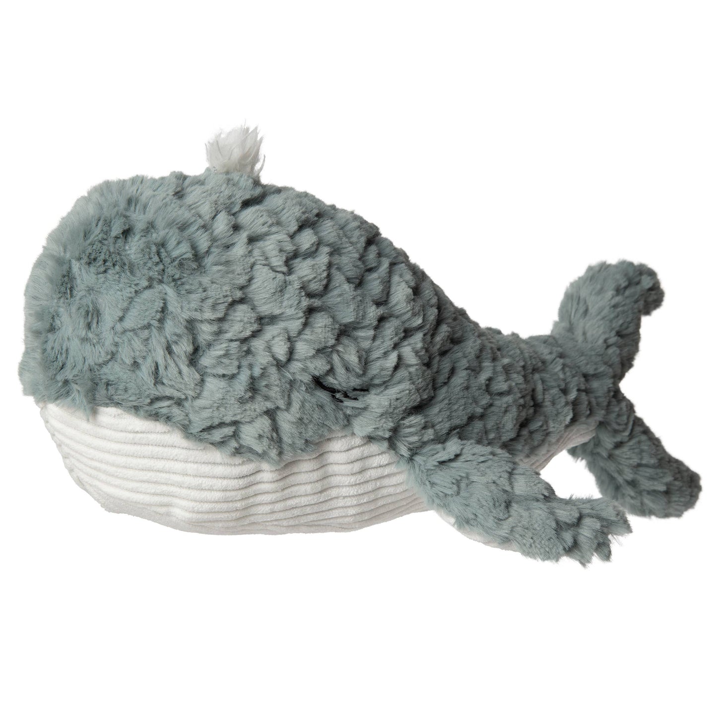 Slate Blue Putty Whale Plush Toy with Creamy White Underside