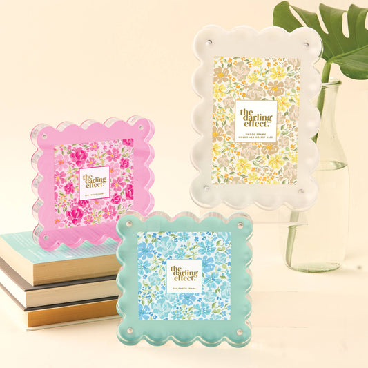 Scalloped Acrylic Frame-White