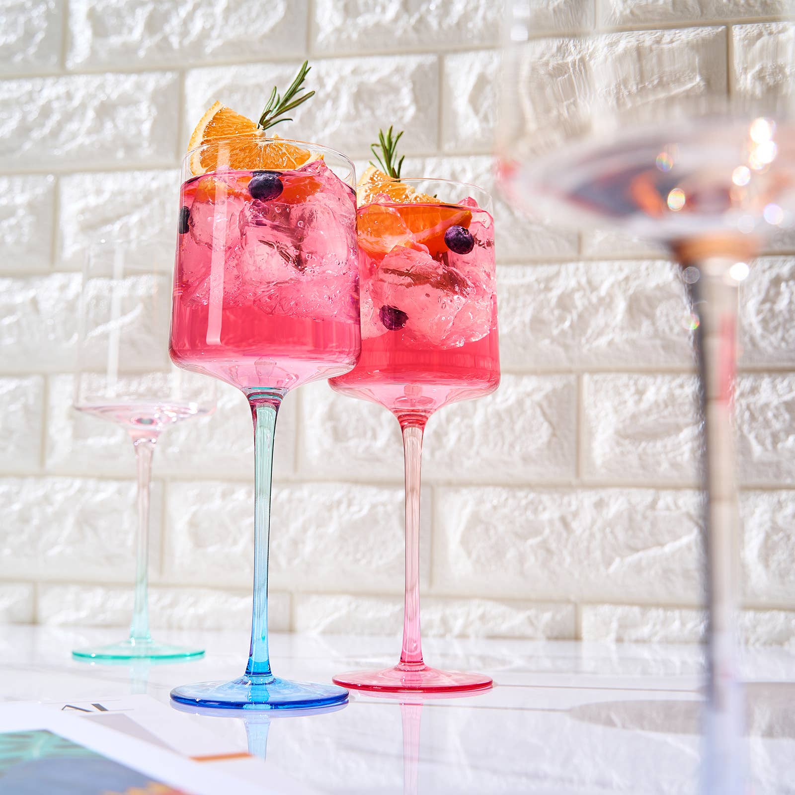 Handblown Colored Two-Toned Crystal Wine Glassware - Thumbnail 3