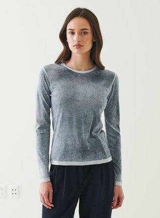 Pima Classic Spray Long Sleeve Crew - Black