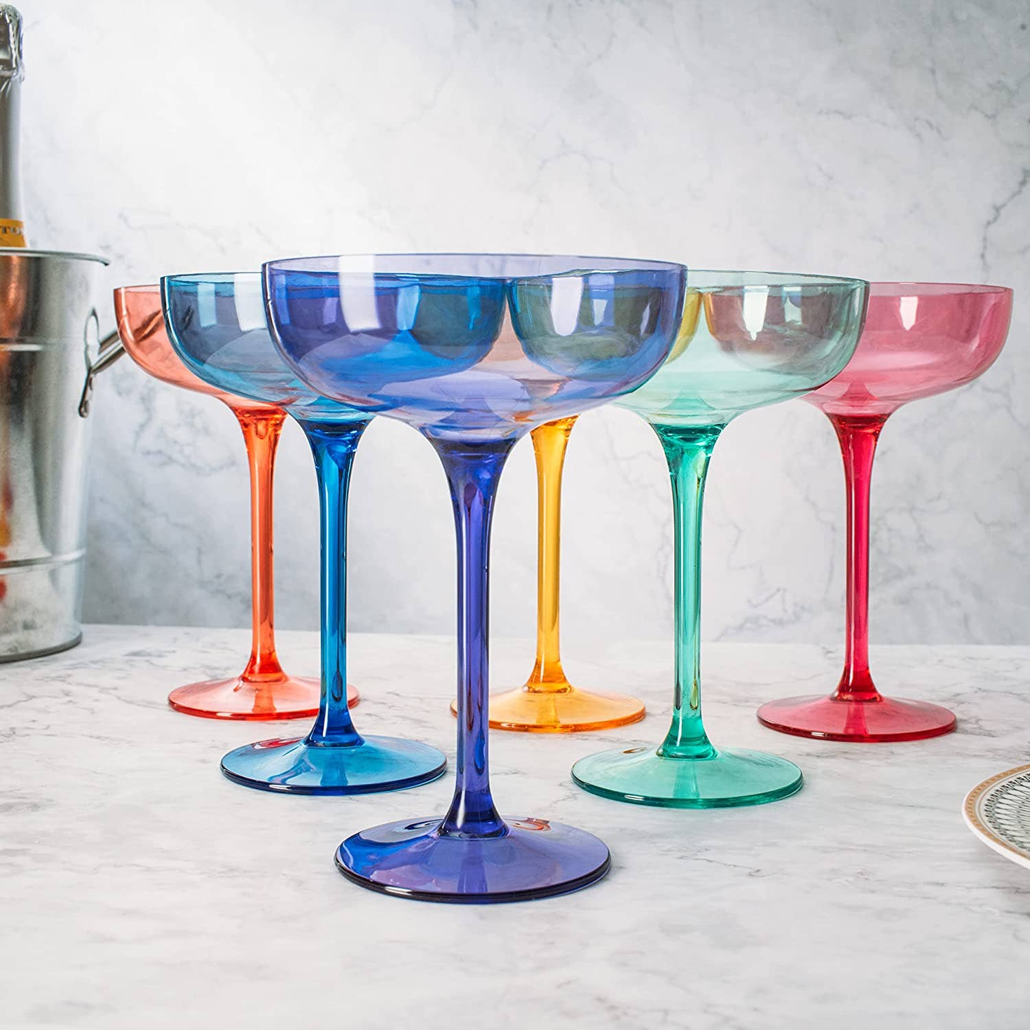 6 Colored Acrylic Champagne Coupes - Thumbnail 2