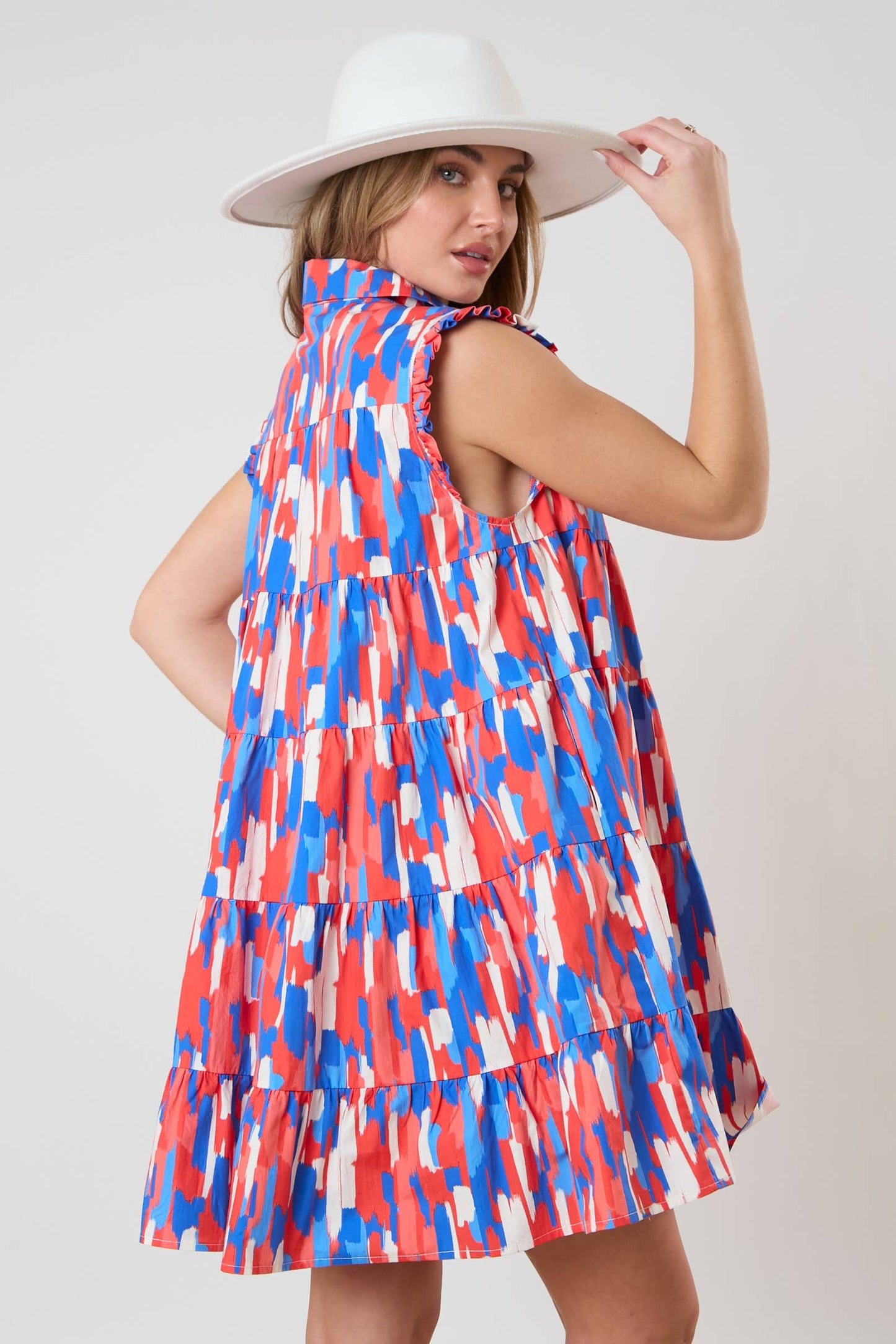 Brushed Prints Tiered Dress