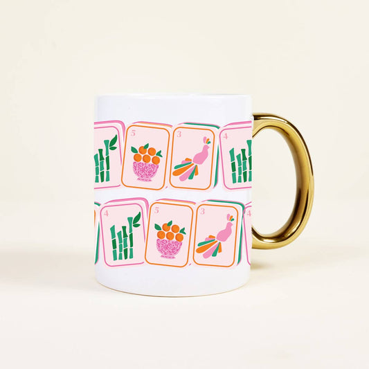 11 oz Cozy Cute Ceramic Mug–Mahjong Tiles