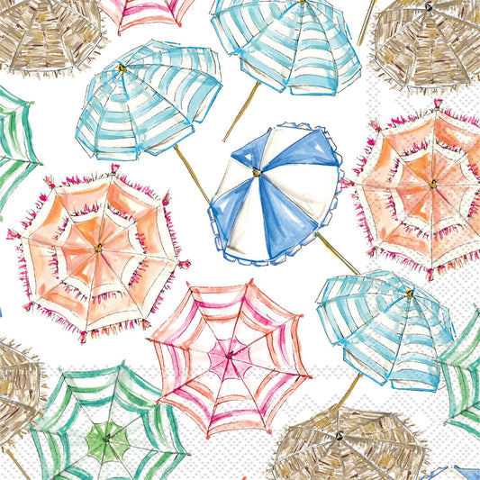 Paper Cocktail Napkins 20 Ct Coral Umbrella Pattern