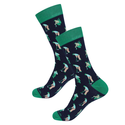 At The Course Navy/Green Socks