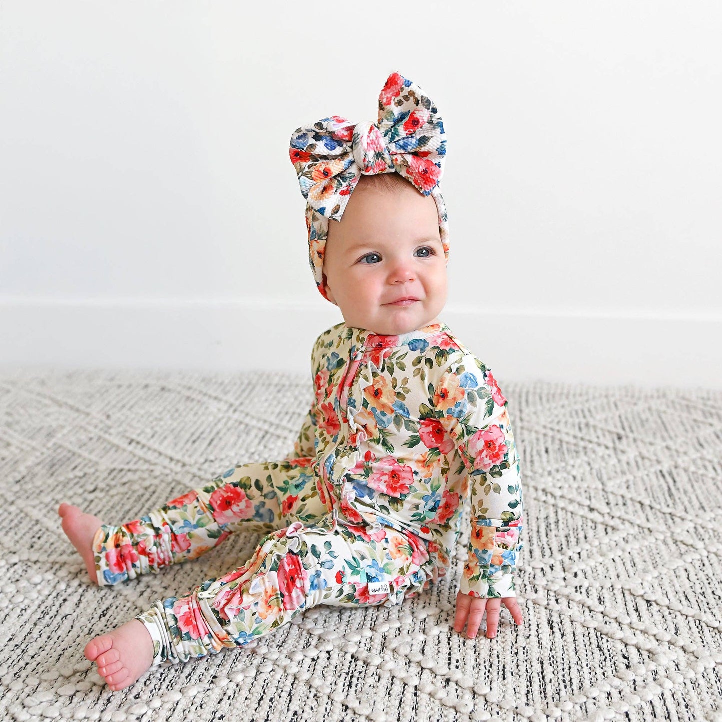 Nayeli RUFFLE ZIP Bamboo One Piece Floral Baby Clothing