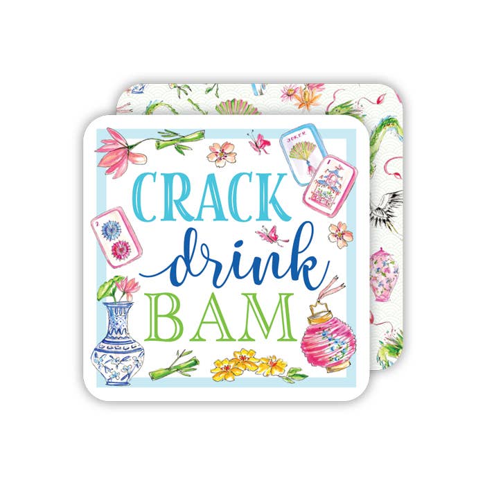 Crack Drink Bam Mahjong Icons Square Coasters - Thumbnail 4
