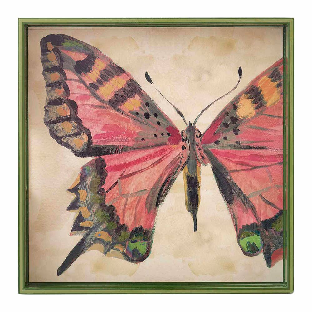 Butterfly Study  Square Lacquer Serving Tray
