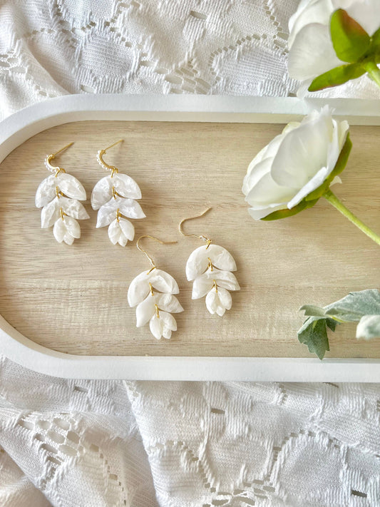 Bridal Earrings, Bridal Floral Clay Earrings