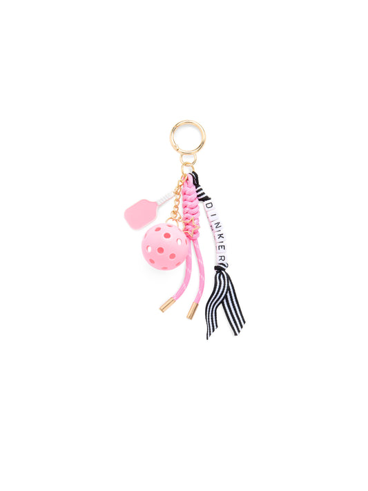 "DINKER" PICKLEBALL BAG CHARM/KEY RING, PINK