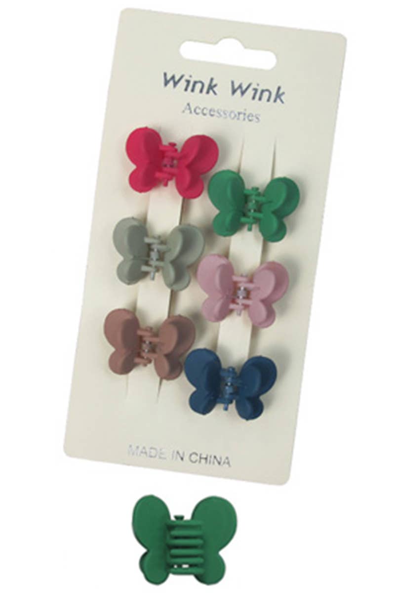 Mini Matte Butterfly Clip Hair Claw 6 pcs/pack